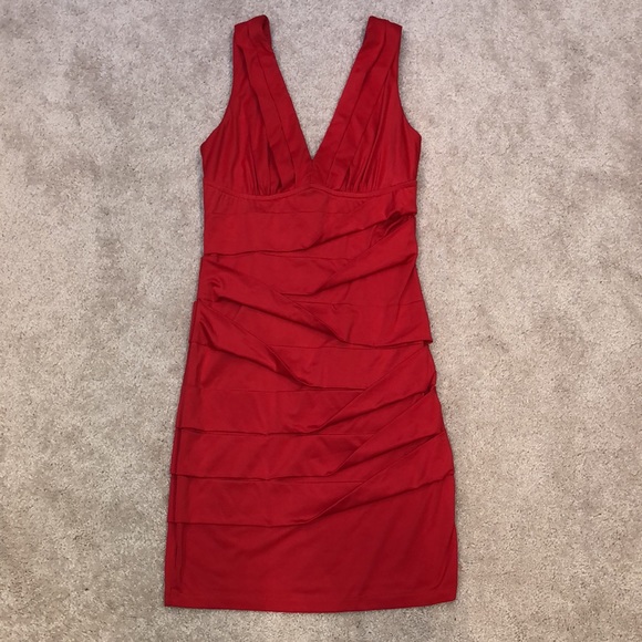 Ruched Red/Pink Dress - Picture 1 of 4